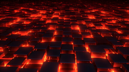 Obraz premium a dark and red background adorned with numerous cubes