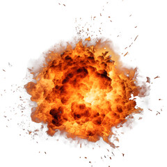 Realistic fiery explosion over a transparent background. Generative AI
