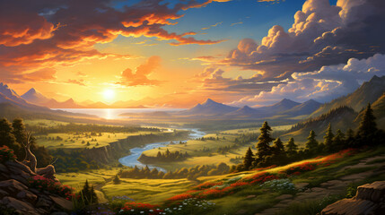 Rural summer sunset Ai