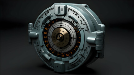 Safe combination lock wheel with space for text. 3d illustration,Generative Ai.
