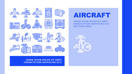 aircraft mechanic aviation landing web page vector. maintenance plane, jet engine, airplane airport, technician industry, repair aircraft mechanic aviation Illustration
