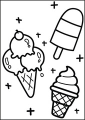 a vector of many summer ice cream