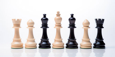 Chess Pieces On A White Background For Design Solutions Created Using Artificial Intelligence