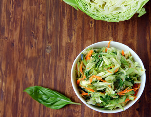 fresh coleslaw with organic cabbage and carrots
