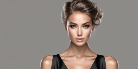 A striking focus on her face reveals the beauty of youth, ideal for any skincare or beauty initiative.