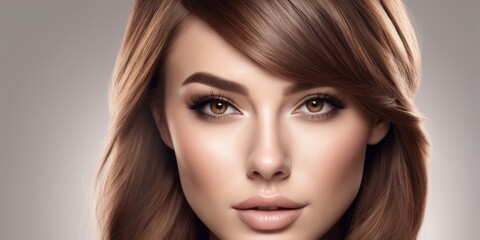 Fototapeta premium With her bright eyes and luminous skin, this portrait inspires confidence in skincare and beauty products.