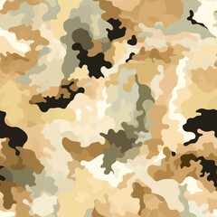Seamless pattern Desert Camouflage: Typically tan or sand-colored patterns for arid and desert environments