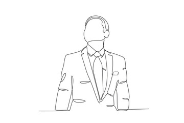 A male lead looked over. Corporate leader one-line drawing