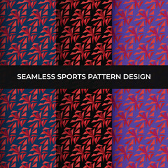 Vector sports seamless patterns collection. Black and bright colorful background swatches