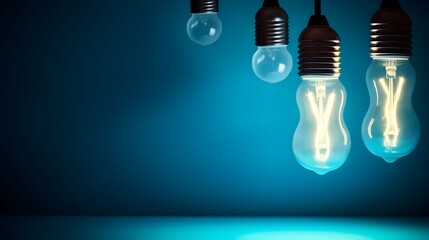 Light bulbs and energy saver bulb on blue background