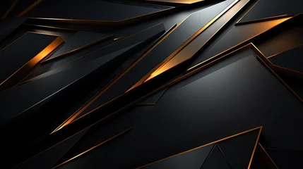 Tapeten Fond d'écran abstrait de luxe sur le thème noir et or. IA générative, IA © Merilno