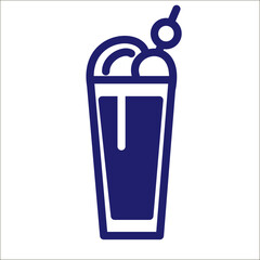 Milkshake solid icon, refreshing beverage glass symbol. vector icon.	