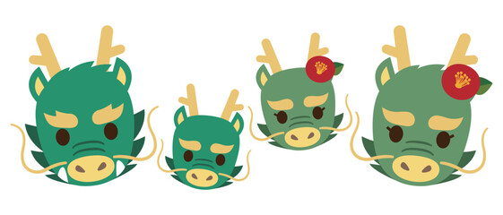 シンプルな龍の家族のイラスト