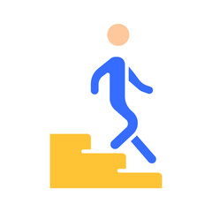 Man going down the stairs line icon. Moving, cleaning signs, signs, logistics, warning. Vector color icon on white background for business and advertising