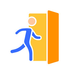 Man running to the door line icon. Moving, cleaning signs, signs, logistics, warning. Vector color icon on white background for business and advertising