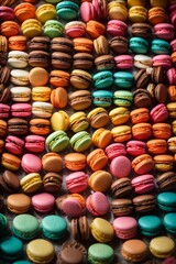 Fototapeta na wymiar Top view lots of Sweet and colourful french macaroons or macaron
