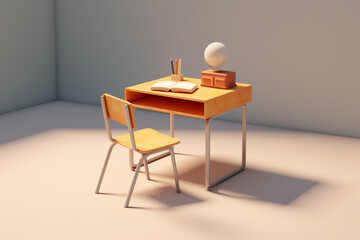 3D-rendered school objects in a minimalistic style