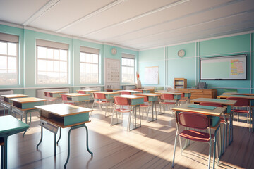 Fototapeta na wymiar School classroom empty rooms with a minimalistic style