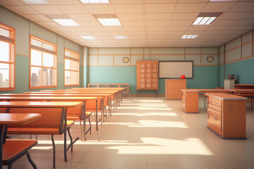 School classroom empty rooms with a minimalistic style