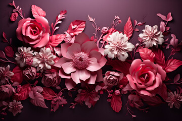 Beautiful pink flower decoration , 3d illustration, generative ai