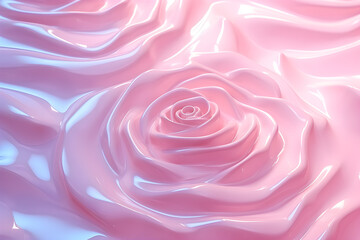 Texture with pink  rose flower, surface of ripples, transparent, , shadows , generative ai