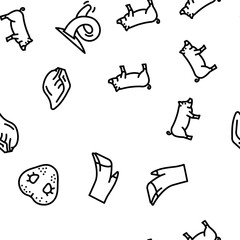 pig pork farm vector seamless pattern thin line illustration