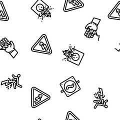 electrical danger voltage vector seamless pattern thin line illustration
