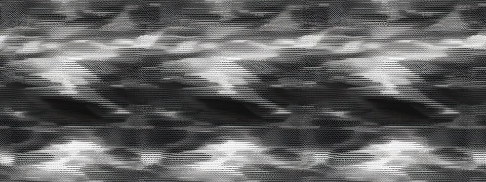 Seamless faded horror monochrome retro VHS scanlines, TV signal static noise pattern. Television screen, video game pixel glitch damage background texture. Vintage analog grunge dystopiacore backdrop