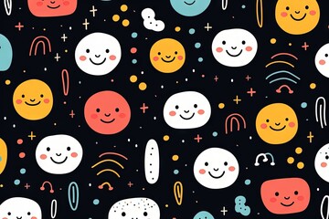 Mod&egrave;le sans couture de doodle abstrait ligne dr&ocirc;le et mignon. Fond d&rsquo;&eacute;cran minimaliste pour les enfants. Toile de fond simple et enfantine. IA g&eacute;n&eacute;rative, IA