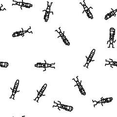 Naklejka premium pen character pencil school vector seamless pattern thin line illustration