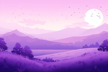 Simple lavender abstract landscape background. AI generated image
