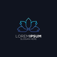 modern lotus leaf technology logo design