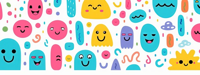 Mod&egrave;le sans couture de doodle abstrait de ligne mignonne et amusante. Fond d&rsquo;&eacute;cran minimaliste pour les enfants. Toile de fond simple et enfantine. IA g&eacute;n&eacute;rative, IA