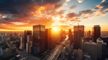 Fototapeta premium sunset over the city