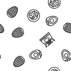 chicken egg farm brown vector seamless pattern thin line illustration