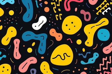 Naklejka premium Modèle sans couture de doodle abstrait de ligne amusante et mignonne. Fond d’écran minimaliste pour les enfants. Toile de fond simple et enfantine. IA générative, IA