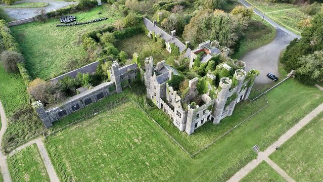 Castle Saunderson abandoned castle in county cavan, ireland drone footage