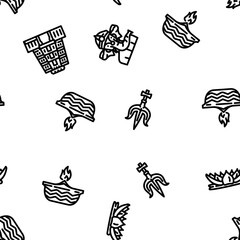 hinduism hindu god om vector seamless pattern thin line illustration