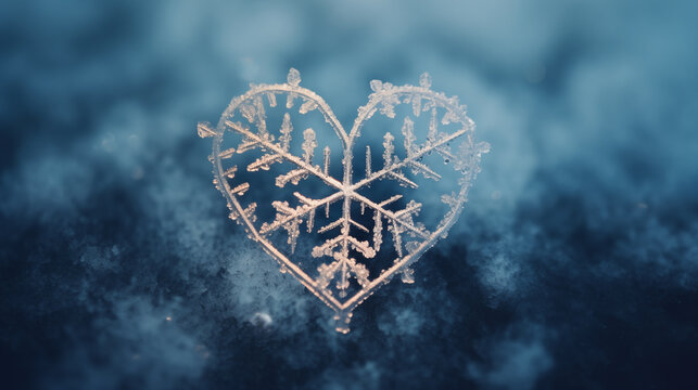 A snowflake in shape of a heart