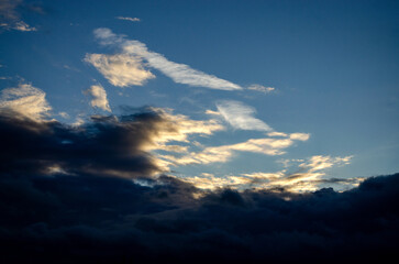 Sunrise against the background of sky and clouds