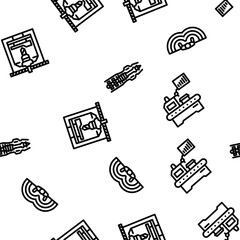 mechanical engineer industry vector seamless pattern thin line illustration