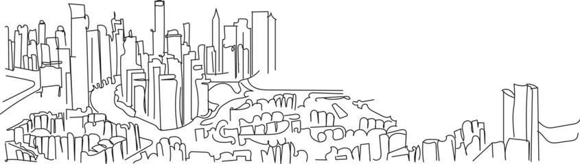 Line art of Dubai City Center United Arab Emirates.Line art vector of skyline of Duai. Explore dubai. Isolated design for printing.