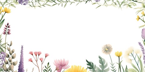 Fototapeta na wymiar watercolor frame wreath design. bouquet flower design. white background.
