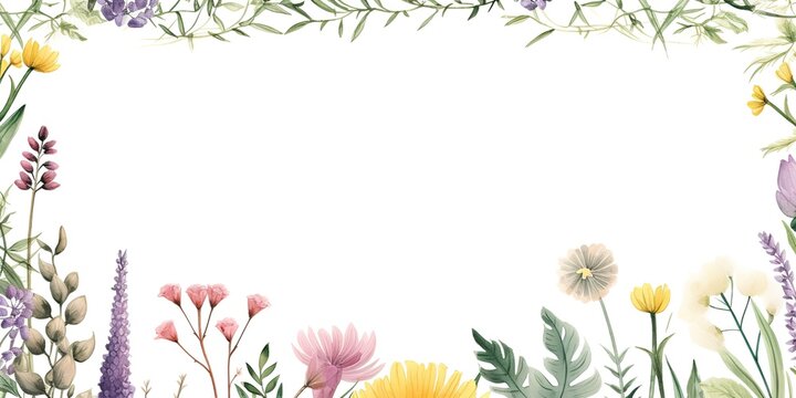 watercolor frame wreath design. bouquet flower design. white background. © candra