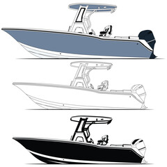 Side view fishing boat vector