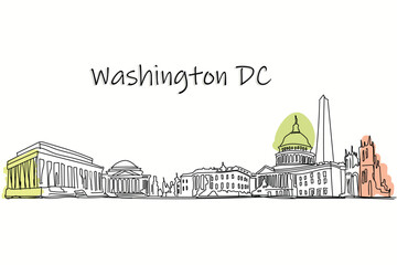 This is a line artof Washington DC skyline