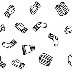 knitting wool textile knit vector seamless pattern thin line illustration