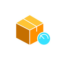 Box with speed limit line icon. Delivery, mail, van, transportation, courier, international transport. Vector color icon on white background for business and advertising
