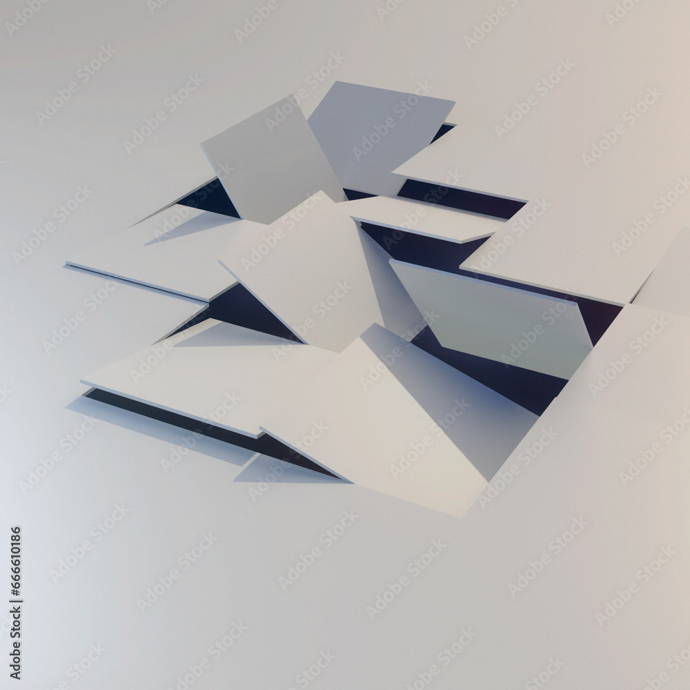 Poster 3d rendering illustration of square flip covers. Digital background. 3d rendering. Pattern for decoration design
