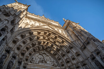 Catedral de Santa María de la Sede, arquitectura de estilo gótico en Sevilla, Andalucía, España.